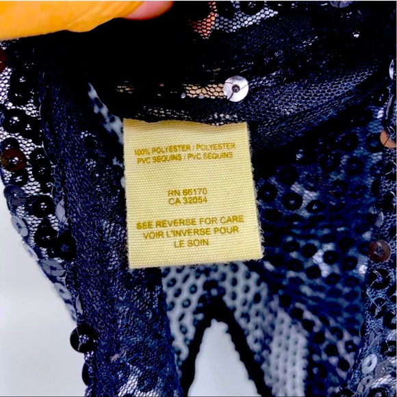 Vintage Free People Black Sequin Sheer Cap Sleeve Blouse - Picture 14 of 16